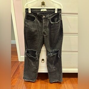 Abercrombie 90s baggy low rise black ripped jeans
